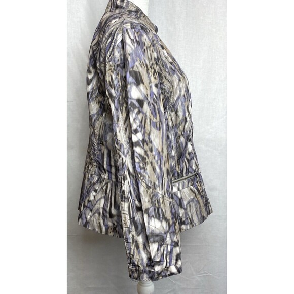 Chico's Womens‎ Blazer Jacket Size 2 Large Button Up Gray Purple Animal Print - Picture 5 of 11